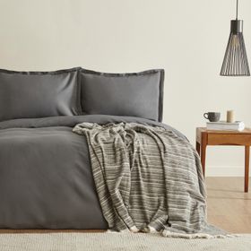 Karaca Home Weena Gri Krep Nevresim Jakar Çift Kişilik Pike Takımı