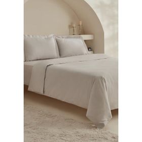 Karaca Home White Collection Ina 80 Tel %100 Pamuk Percale Açık Gri Çift Kişilik Nevresim Takımı