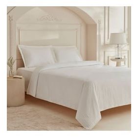 Karaca Home White Collection Minas Beyaz Çift Kişilik Çizgili Saten Nevresim Takımı