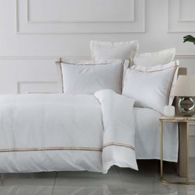 Karaca Home White Collection Valse Saten Şeritli Percale Bej Çift Kişilik Nevresim Takımı