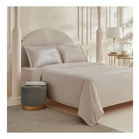 Karaca Home White Collection Vessa Açık Gri Çift Kişilik Çizgili Saten Nevresim Takımı