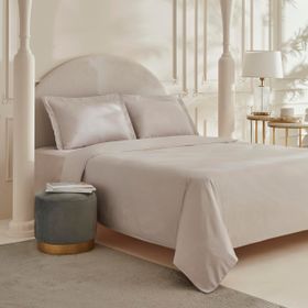 Karaca Home White Collection Vessa Açık Gri Çift Kişilik Çizgili Saten Nevresim Takımı