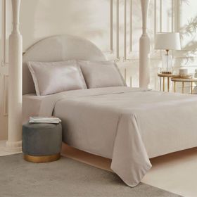 Karaca Home White Collection Vessa Açık Gri Çift Kişilik Çizgili Saten Nevresim Takımı