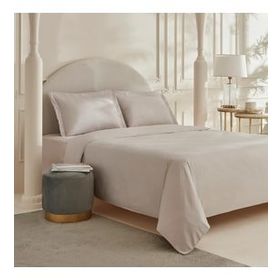Karaca Home White Collection Vessa Açık Gri Çift Kişilik Çizgili Saten Nevresim Takımı