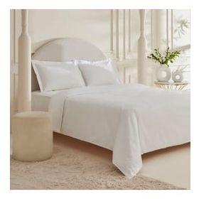 Karaca Home White Collection Vessa Beyaz Çift Kişilik Çizgili Saten Nevresim Takımı