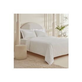 Karaca Home White Collection Vessa Beyaz Çift Kişilik Çizgili Saten Nevresim Takımı
