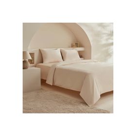 Karaca Home White Collection Vinas 80 Tel %100 Pamuk Bej Saten Biyeli Çift Kişilik Nevresim Takımı