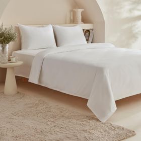 Karaca Home White Collection Vinas 80 Tel %100 Pamuk Beyaz Saten Biyeli Çift Kişilik Nevresim Takımı