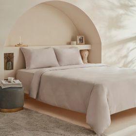 Karaca Home White Collection Vinas 80 Tel %100 Pamuk Saten Biyeli Açık Gri Çift Kişilik Nevresim Takımı