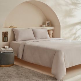 Karaca Home White Collection Vinas 80 Tel %100 Pamuk Saten Biyeli Açık Gri Çift Kişilik Nevresim Takımı