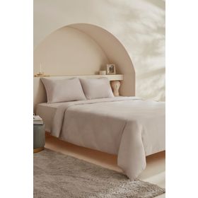 Karaca Home White Collection Vinas Açık Gri Çift Kişilik Saten Biyeli Nevresim Takımı