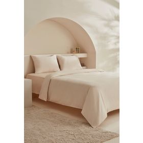 Karaca Home White Collection Vinas Bej Çift Kişilik Saten Biyeli Nevresim Takımı