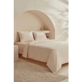 Karaca Home White Collection Vinas Bej Çift Kişilik Saten Biyeli Nevresim Takımı