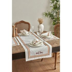 Karaca Home X Arslantepe Ekru Nakışlı Runner Set