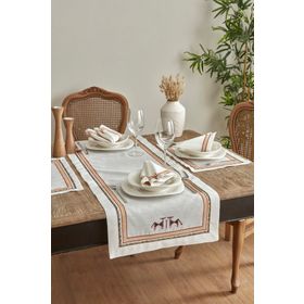 Karaca Home X Arslantepe Ekru Nakışlı Runner Set