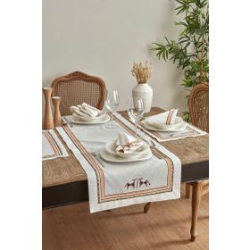 Karaca Home X Arslantepe Ekru Nakışlı Runner Set