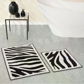 Karaca Home Zebra Siyah 2li Pamuk 60x100 cm 50x60 cm Banyo Paspası