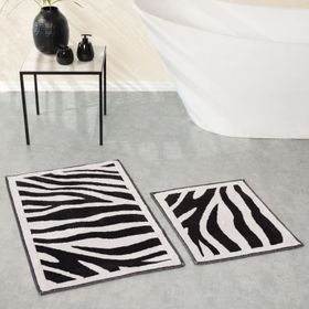 Karaca Home Zebra Siyah 2li Pamuk 60x100 cm 50x60 cm Banyo Paspası