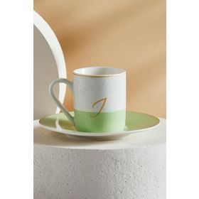 Karaca I Harfli Tek Kişilik 100 ml Porselen Kahve Fincanı