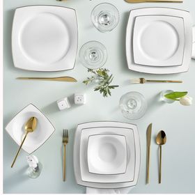 Karaca Jamie New Bone Platin 57 Parça Kare Yemek Takımı