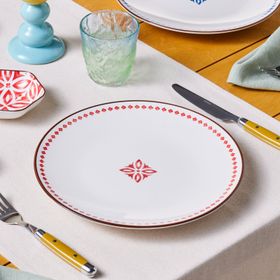 Karaca Jofy 27 cm Kırmızı Desenli Servis Tabağı