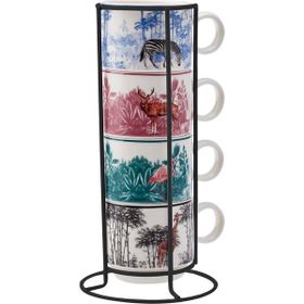 Karaca Jungle 4x160 ML 5 Parça Standlı Çay Fincanı Seti