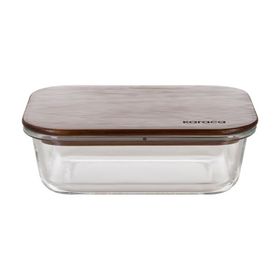 Karaca Karya Acacia Şeffaf 950 ml Ahşap Kapaklı Cam Saklama Kabı