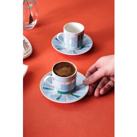 Karaca Kiva 80 ml Mavi 2 Kişilik Kahve Fincan Takımı