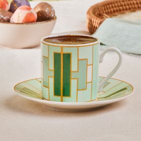 Karaca Kiva Yeşil 80 ml 2 Kişilik Kahve Fincan Takımı