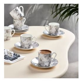 Karaca Kuvars 6 Kişilik 80 ml Gri Kahve Fincanı