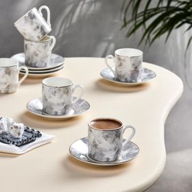 Karaca Kuvars 6 Kişilik 80 ml Gri Kahve Fincanı