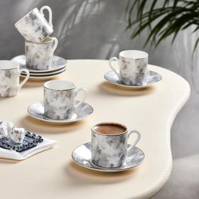 Karaca Kuvars 6 Kişilik 80 ml Gri Kahve Fincanı