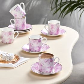 Karaca Kuvars 6 Kişilik 80 ml Pembe Kahve Fincanı