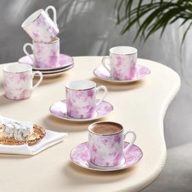 Karaca Kuvars 6 Kişilik 80 ml Pembe Kahve Fincanı