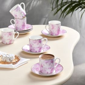 Karaca Kuvars 6 Kişilik 80 ml Pembe Kahve Fincanı