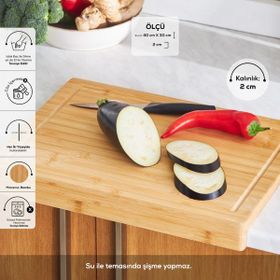 Karaca Lalin Bambu 40 CM Kahverengi Tezgah Üstü Kesme Tahtası