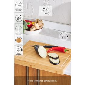 Karaca Lalin Bambu 40 CM Kahverengi Tezgah Üstü Kesme Tahtası