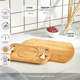 Karaca Lily Bamboo 2'li Pro Kesme ve Sunum Tahtası