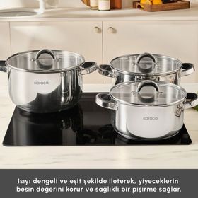 Karaca Magnus XL İndüksiyon Tabanlı 6 Parça Gümüş Çelik Tencere Seti