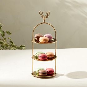 Karaca Maison 3 Katlı 12x12x20 cm Gold İkramlık