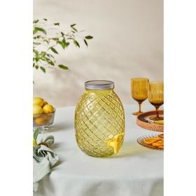 Karaca Melon 4650 ml Sarı Musluklu Kapaklı Cam Sebil Damacana