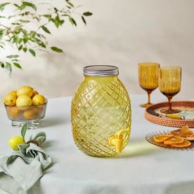 Karaca Melon 4650 ml Sarı Musluklu Kapaklı Cam Sebil Damacana