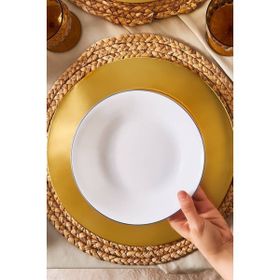 Karaca Milano Opal Cam Blue Rim 22 cm Pasta Tabağı