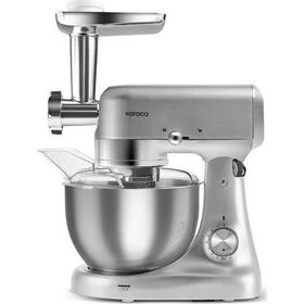 Karaca Multicast Plus Döküm Kıyma Çekme Sucuk-Sosis İçli Köfte Kurabiye Aparatlı 1000 W 5 lt Silver Hamur Yoğurma Makinesi