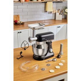 Karaca Multicast Plus Döküm Kıyma Çekme Sucuk-Sosis İçli Köfte Kurabiye Aparatlı 5 lt Black Hamur Yoğurma Makinesi