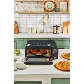 Karaca Multicrust Artisan Retro Matte Black Pizza Makinesi ve Airfryer