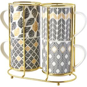 Karaca Nero 5 Parça Standlı Porselen Mug Kupa Seti