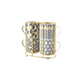 Karaca Nero 5 Parça Standlı Porselen Mug Kupa Seti