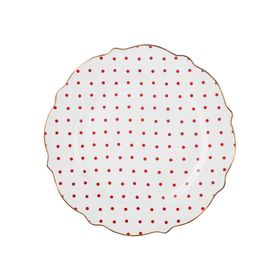 Karaca New Romantic 21 cm Kırmızı Puantiyeli Pasta Tabağı