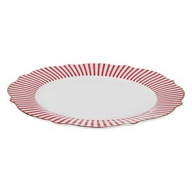 Karaca New Romantic İnce Çizgili 21 cm Kırmızı Pasta Tabağı